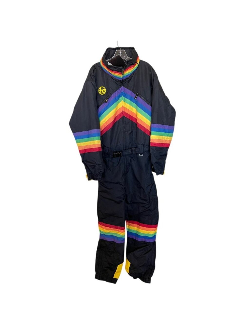 Tipsy Elves Mens Size XL Midnight Shredder Ski Suit Rainbow Black Rainbow Snow